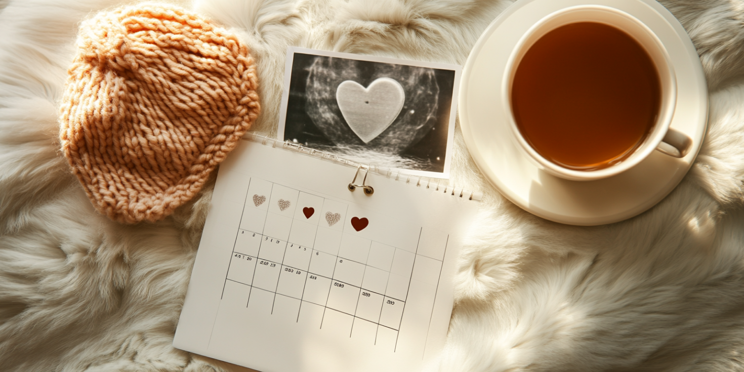 A minimalist desktop calendar marked with a heart newborn photography vancouver
