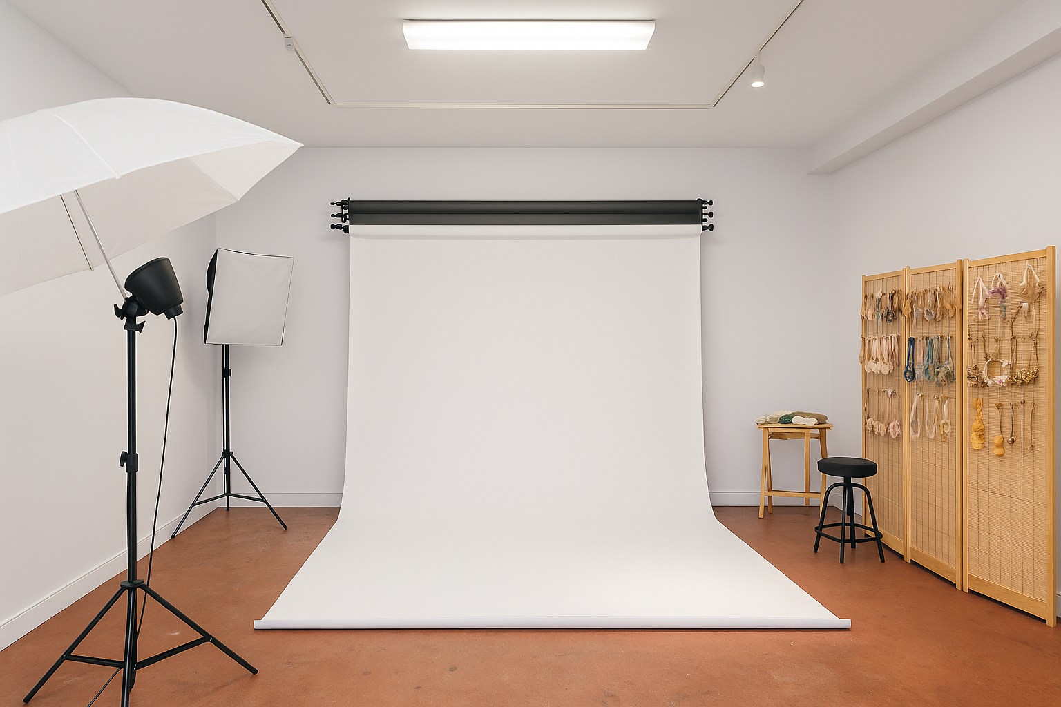 005-A cozy photo of the studio setup with warm lighting A cozy photo of the studio setup with warm lighting, baby blankets folded neatly, a changing station, and a welcome sign that says “We’re so glad you’re here.”
