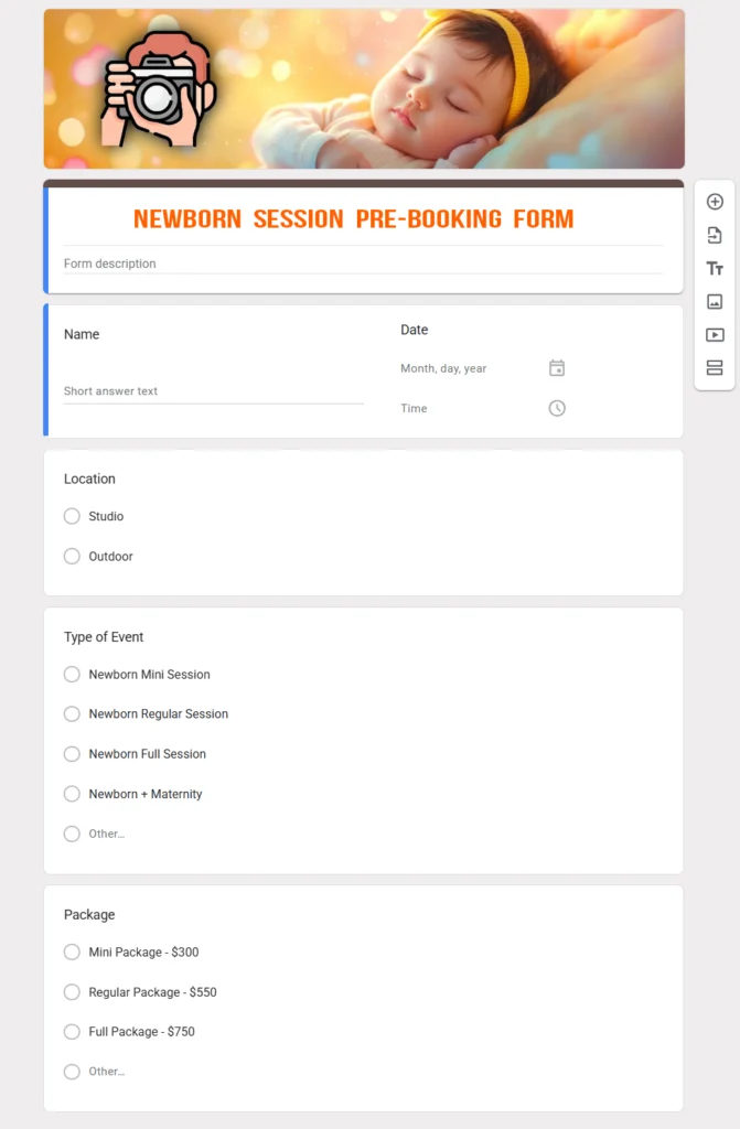 Pre booking newborn photography session free form download - It is free to download for everyone