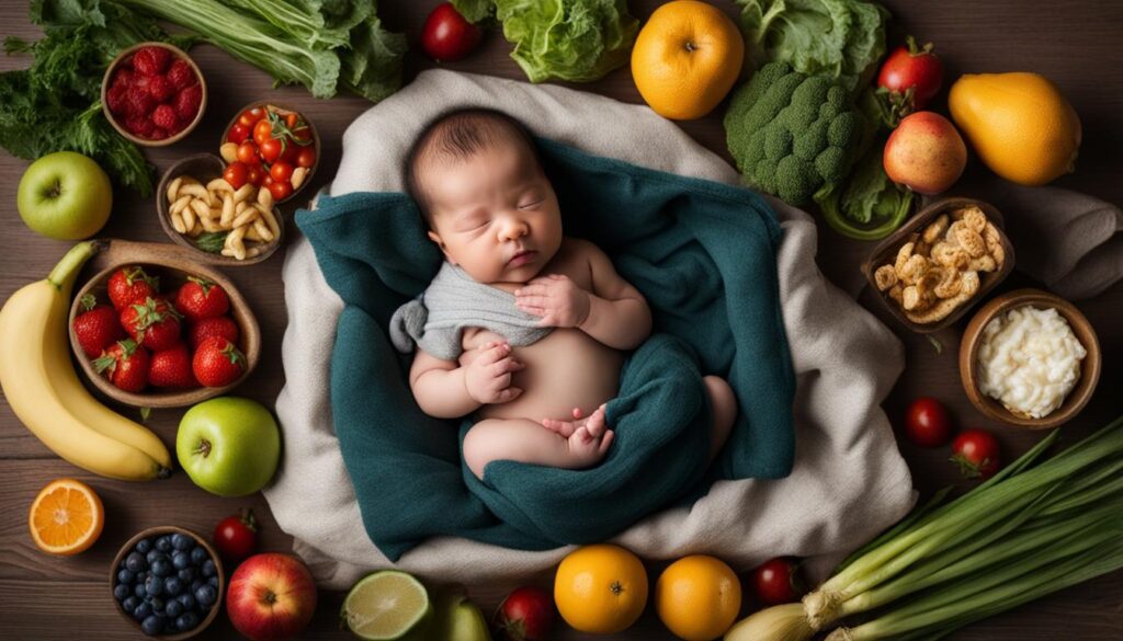 food items in newborn portraits