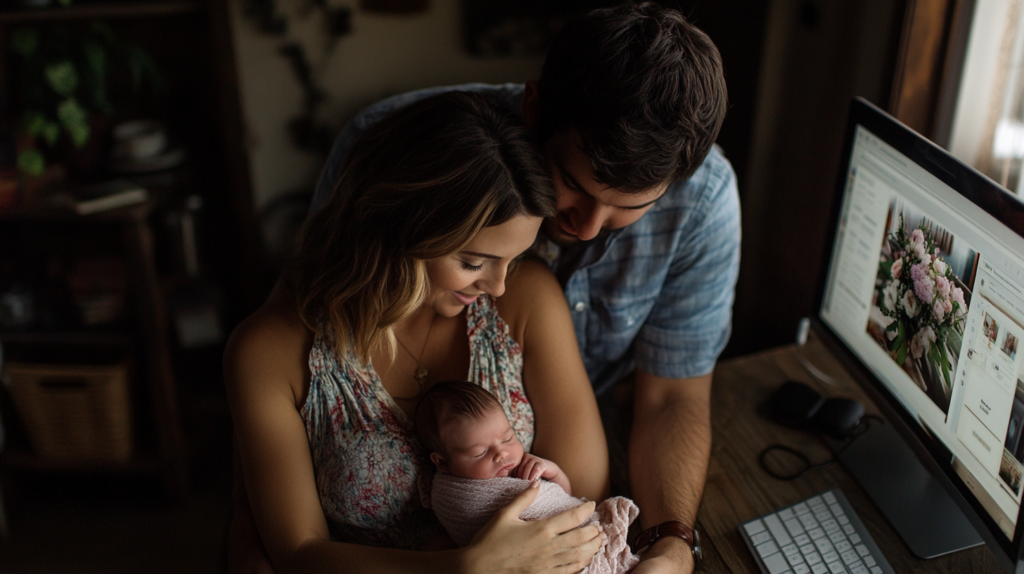 Young parents searching for Affordable Newborn Photography Packages